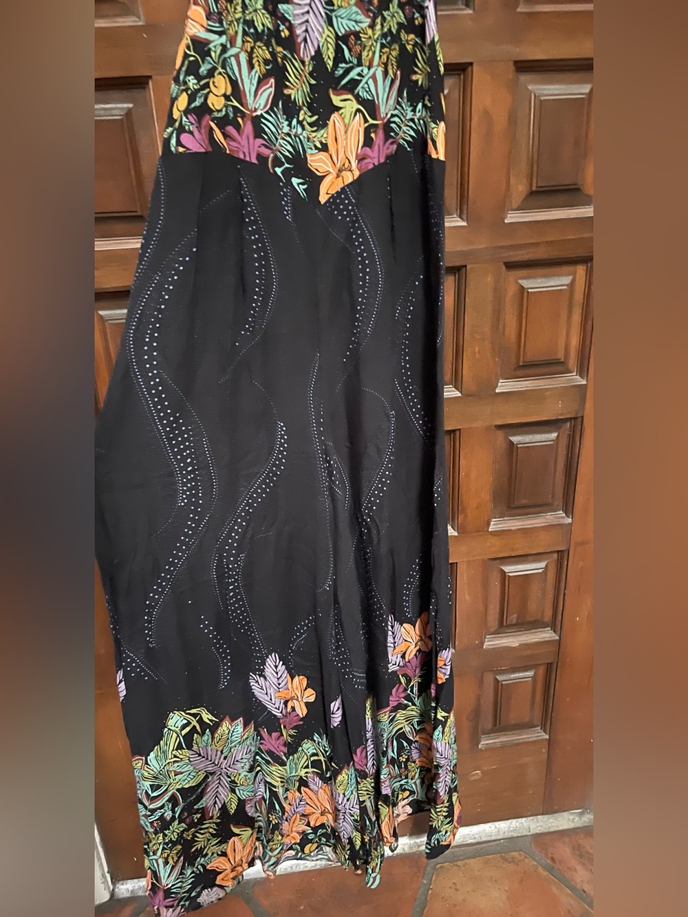 Intimately Free People Sleeveless Black Lace-Back Floral-Trim Wide Leg Jumpsuit - Picture 12 of 14